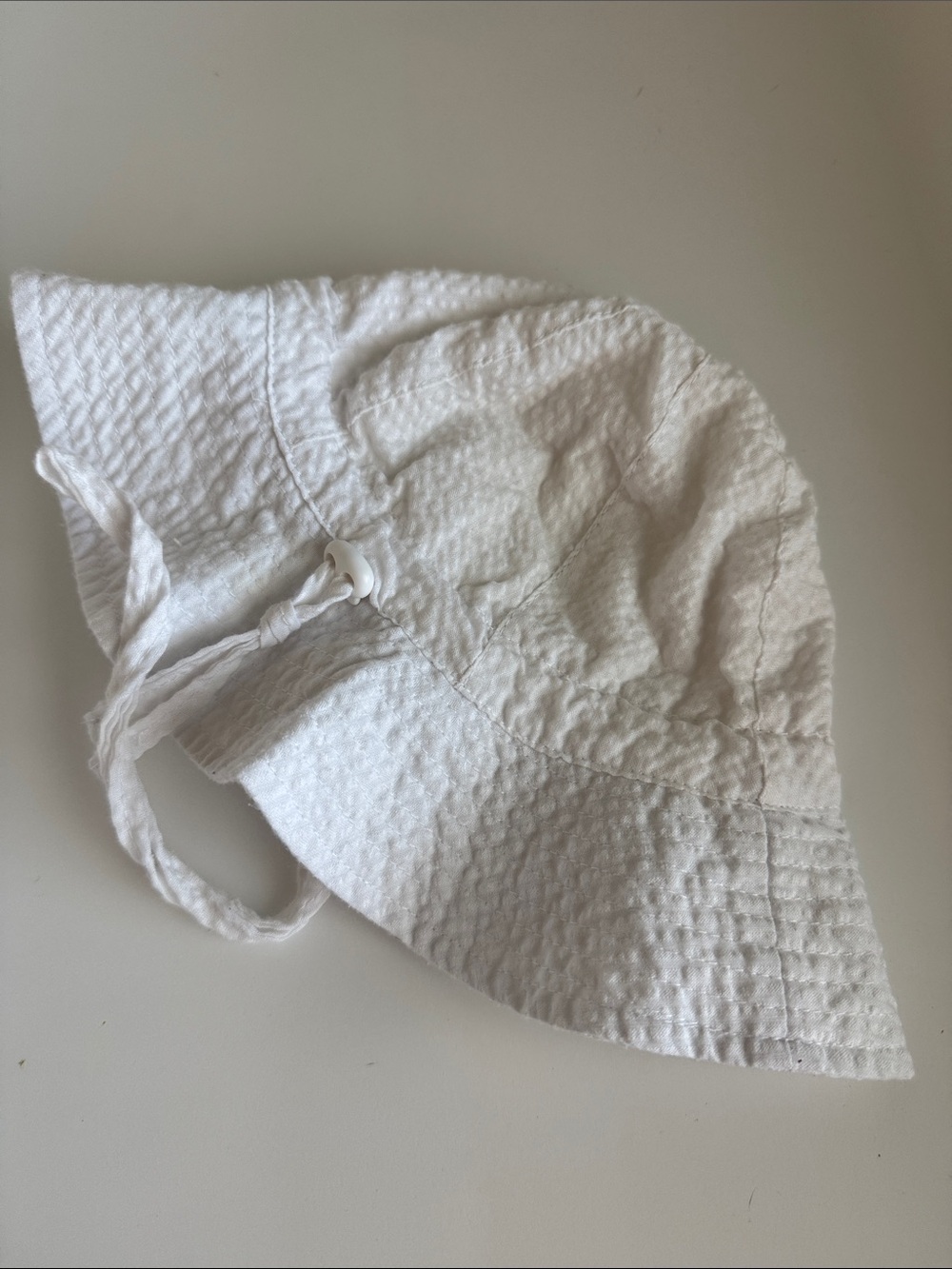 White Textured Bucket Hat